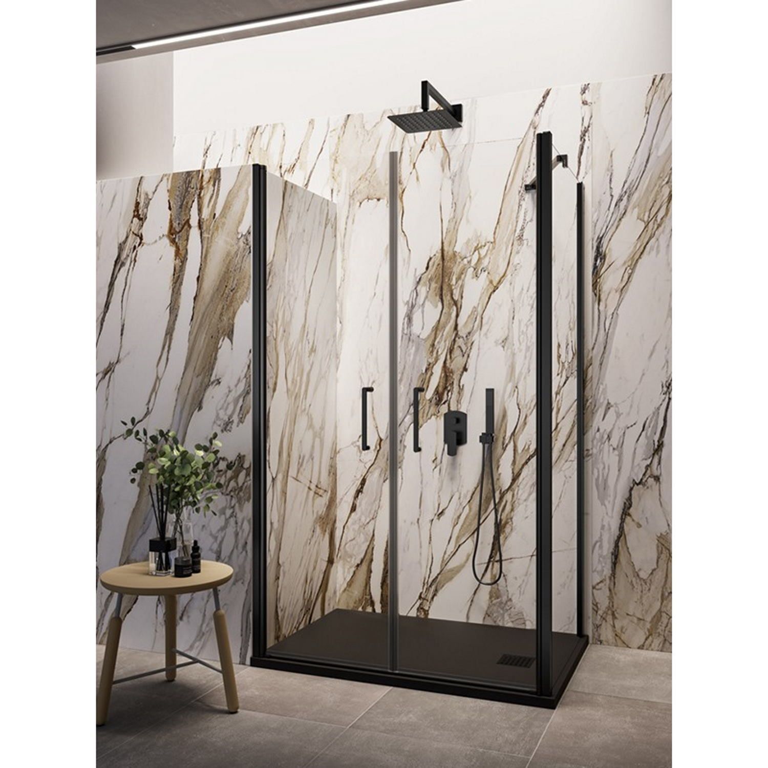 Lacus Douchecabine lacus giglio evo saloon 2 helder glas zwart (alle maten) - 8719304149941