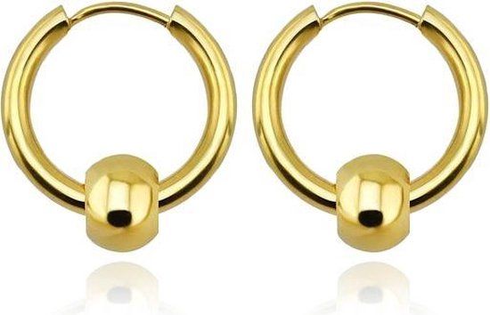 LGT JWLS Lookinggoodtoday Stalen oorringen Flexible Bead Gold-16mm