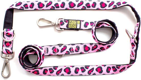Max & Molly Hondenriem Multi Leopard Pink S