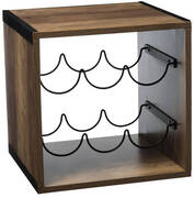 5five Houten flessenrek/wijnrek voor 6 flessen 31 x 31 x 31 cm donkerbruin - Wijnfles houder