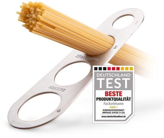 Fackelmann Spaghettimaat van roestvrij staal – het ideale keukengereedschap voor pastaliefhebbers, eenvoudige meting voor 1 tot 4 personen, grijs, vaatwasmachinebestendig