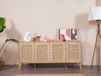 Buffet/bahut GRIS 4 portes chêne avec rotin
