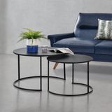 en.casa Salontafel Korenica metaal rond set van 2 zwart