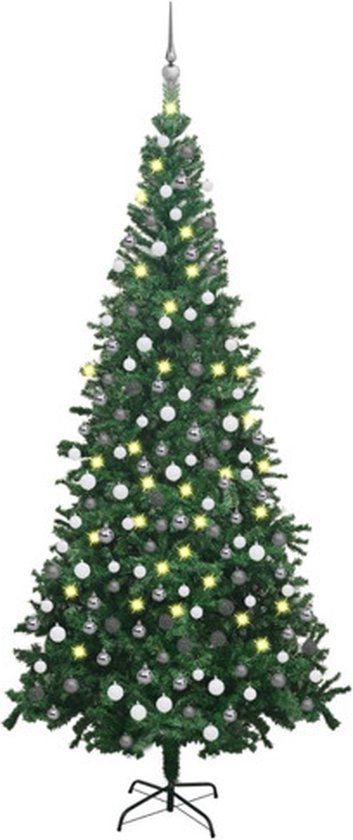 vidaXL Kunstkerstboom met verlichting en kerstballen L 240 cm groen