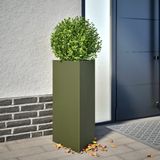 vidaXL Plantenbak driehoek 40x34,5x75 cm staal olijfgroen