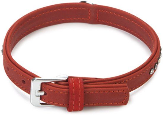 Beeztees Buffalo Strass Hondenhalsband - Rood - 30-36 cm x 17 mm