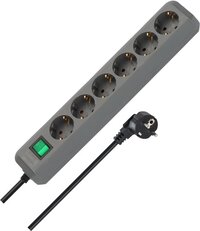 Brennenstuhl Eco-Line Stekkerdoos - 6-voudig - Zilvergrijs