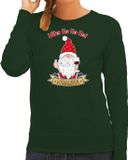 Bellatio Decorations foute kersttrui/sweater dames - Wijn kabouter/gnoom - groen - Doordrinken XL