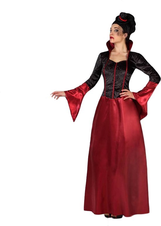 Generik Rood en zwart Halloween kostuum van vampier voor dames - Verkleedkleding