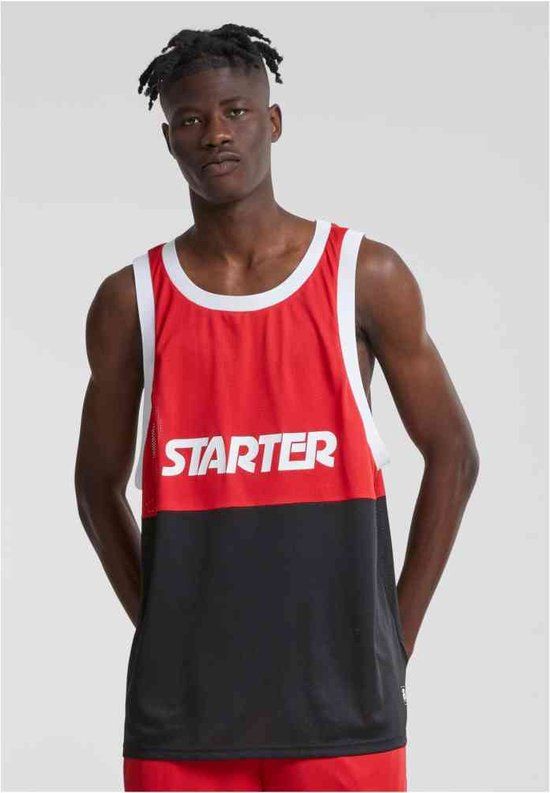 Starter Black Label Split Mesh Sport Top - Men - Red/Black - S/M