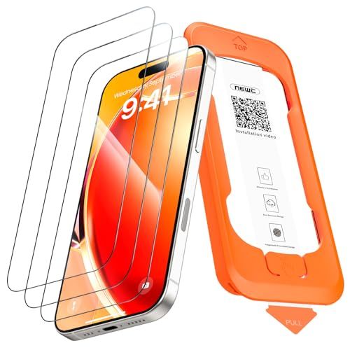 NEW'C 3 Stuks Gehard Glas Volledig Scherm voor iPhone 17, 17 Pro, iPhone 16 Pro (6,3 inch) Zwarte Rand