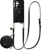 AVY Leren Hoesje geschikt voor Samsung Galaxy S26 Ultra | Met Koord, Wallet en Pouch | Compatibel met MagSafe | Leather Case met 130CM Koord | Long Leather | Zwart