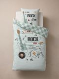 Vertbaudet Bedset dekbedovertrek + kussensloop kind ROCK MUSIC saliegroen katoen junior 140x200 cm