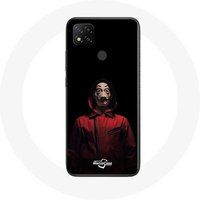 Maniacase Hoesje voor Xiaomi Redmi 9C La casa de papel Masker zwarte achtergrond