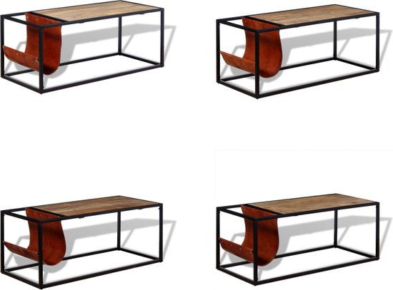 vidaXL Salontafel met echt lederen tijdschriftenhouder 110x50x45 cm