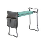 Avilia Opvouwbare tuinstoel, kruk met gereedschapstas, 2 posities, inklapbaar, van ijzer en Oxford-weefsel, 60 x 49 x 27,5 cm, grijs en groen