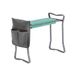 Avilia Opvouwbare tuinstoel, kruk met gereedschapstas, 2 posities, inklapbaar, van ijzer en Oxford-weefsel, 60 x 49 x 27,5 cm, grijs en groen