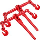 VEVOR 9215lbs 3/8" - 1/2" Ratelband Veilige Werklast, G70 Haak en Verstelbare Lengte, voor Kettingen van Klasse 70-80, Vastsjorren, Transport, Slepen, 2 Stuks, Rood