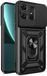 Merkloos Motorola Hoesje met Camera Slider Geschikt voor Motorola Edge 50 Pro - Back Cover met Standaard - Uitklapbare Kickstand Ring - Beschermhoes TPU - Magneet voor Auto Houder Zwart