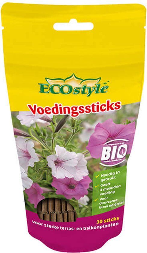 ECOstyle Voedingssticks Voor Terras- en balkonplanten - 120 Dagen Voeding - 30 Stuks
