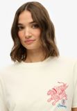 Superdry Tokyo Narrative Relaxed T-shirt Dames Off White Katoen