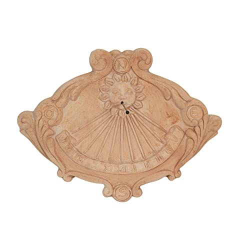 Biscottini Zonnewijzer van terracotta, gemaakt in Italië, zonneklok voor de buitenwand, 61 x 45 x 5 cm, vintage wandklok
