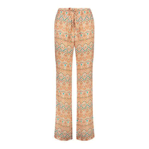 Jane Lushka Jane Lushka wide leg broek met all over print oranje/ geel