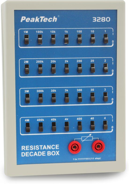PeakTech 3280 Weerstandsdecadebox met schuifschakelaar ~ 1 Î© ... 11,111 MÎ©