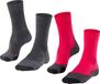 FALKE TK2 2-Pack Wandelsokken anti blaren, medium padding merinowol multipack sportsokken dames veelkleurig - Maat 35-36