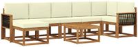 vidaXL - Hoek loungeset - 7 zitplekken - Polyester - Natuurlijk en crème