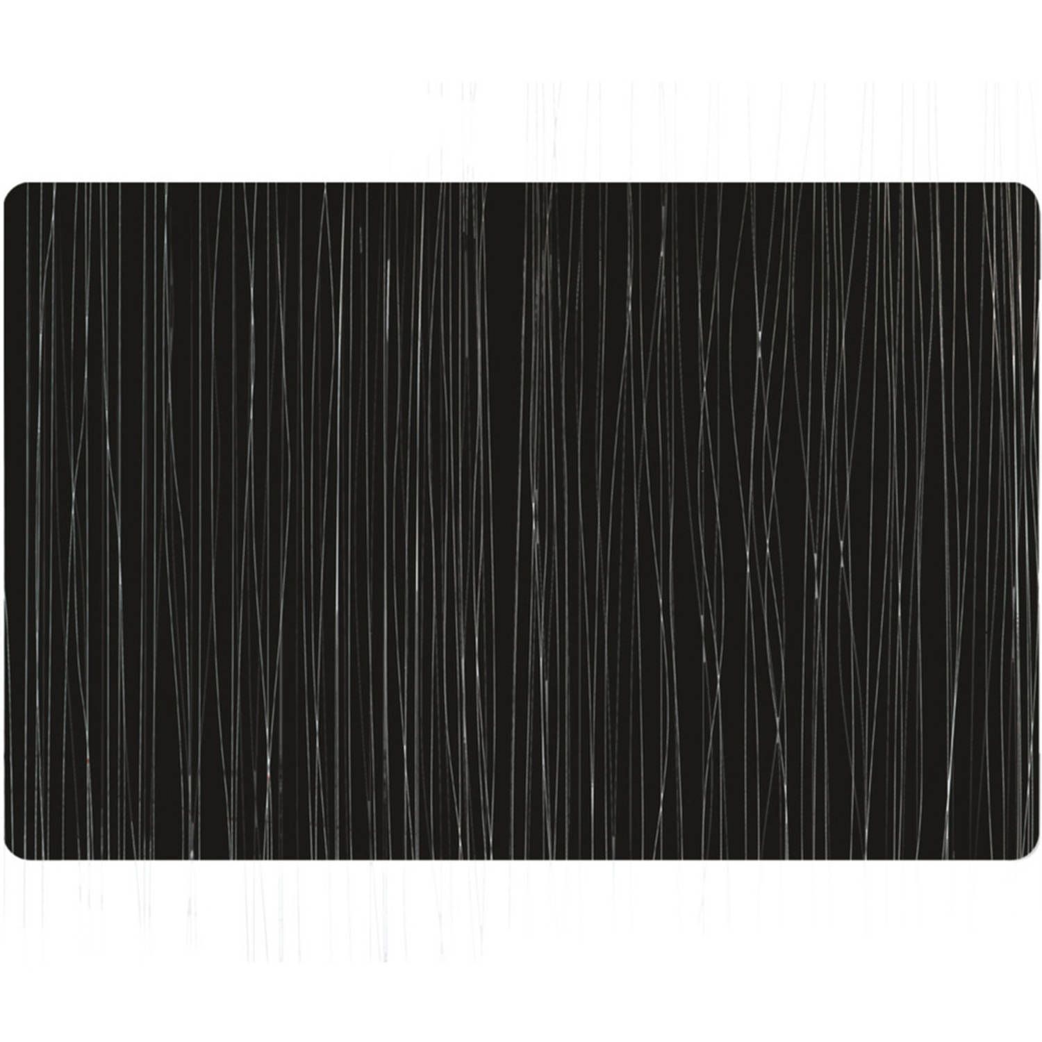 ZELLER 6x Rectangular Placemats Metallic Black 30 x 45 cm - Placemats