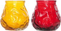 Cosy&Trendy set Lowboy - 6 bougies - 7 cm - rouge jaune - intérieur et extérieur - 17 heures de combustion - porte-verre