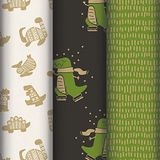 Clairefontaine 223846AMZC - Doos van 12 Rollen Cadeaupapier - Geribd Kraftpapier 60g - 2x0,70m - Motief: Kraft, Dinosaurus, Groen, Wit, Zwart