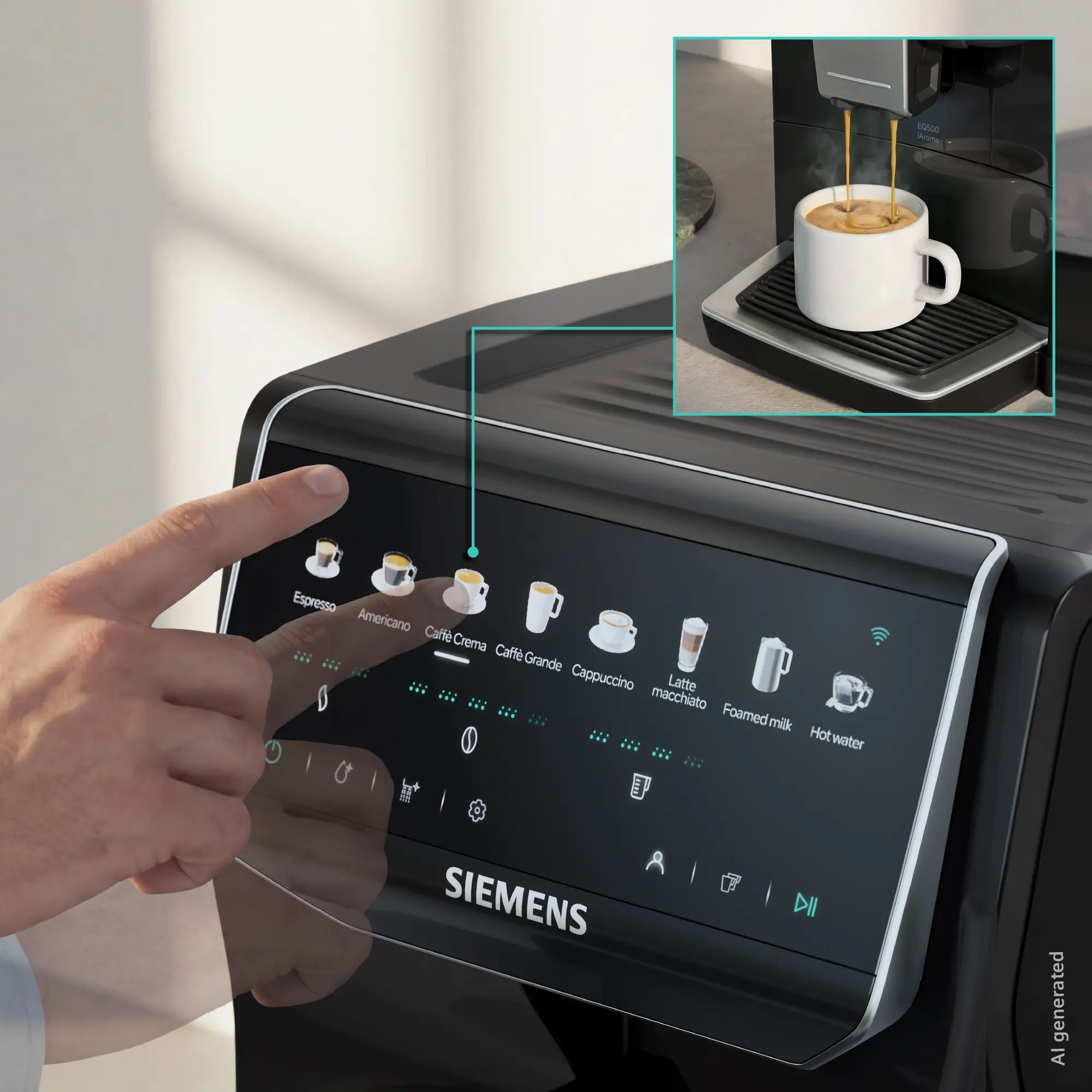 Siemens Espresso volautomaat EQ500 iAroma Piano-zwart TP5X3B07