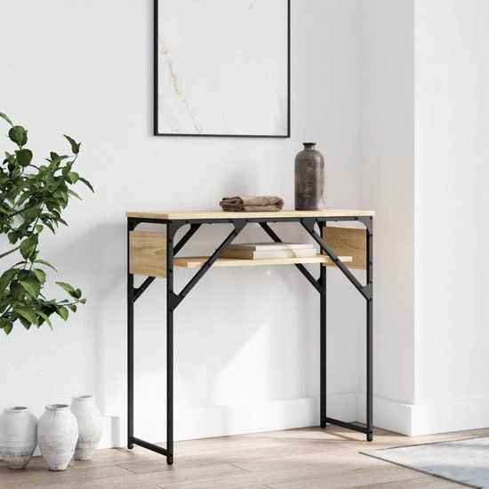 vidaXL Wandtafel met schap 75x30x75 cm bewerkt hout sonoma eikenkleur