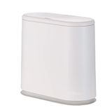 Cq acrylic Rechthoekige plastic prullenbak van 12 liter met perstype deksel, 3,17 gallon hondenbestendige vuilnisbak voor badkamer, poederkamer, slaapkamer, keuken, ambachtelijke kamer, kantoor (wit)