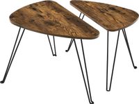 VASAGLE Set van 2 bijzettafels, uitschuifbare tafels, salontafels, woonkamer, eetkamer, slaapkamer, industriële stijl, rustiek bruin en zwart