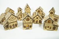 Luxigo Houten Kerstdorp Set 4 - Kersthuis Nr.1 tot en met Nr. 10 - Bouwpakket - Bouw je eigen Kerstdorp