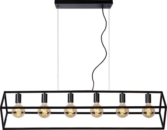 Lucide FABIAN Hanglamp - Zwart - 6xE27 - Dimbaar