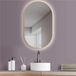 PonteSino HOKO LED Badkamerspiegel Ovaal 50x90cm Goud Frame Anti-condens Indirecte Verlichting Traploos Instelbare Kleurtemperatuur Memory-functie IP44 Carrara