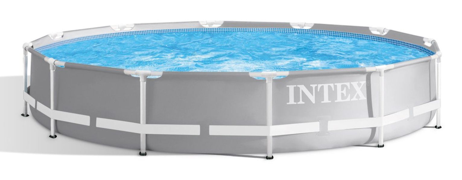 Intex Prism Frame Round Pool 366x76cm with Filter Pump - Grey