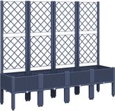 vidaXL Plantenbak met latwerk 160x40x142 cm polypropeen blauwgrijs