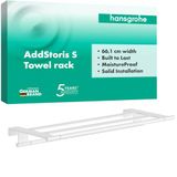 hansgrohe AddStoris S - Porte-serviettes avec porte-serviettes, Barre à serviettes pour montage mural, Fixation cachée, Accessoires de salle de bain, Blanc mat, 41781700