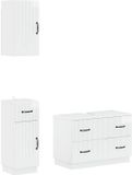 vidaXL - 3-delig - badkamerkast - set - HOORN - Hoogglans - Wit - Bewerkt - hout