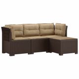 vidaXL 4-Zitter Tuin Sofa met Kussens Rattan Look PP Bruin
