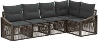 vidaXL Tuinbank Set 5-zits Grijs Polyrattan