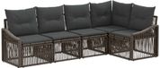 vidaXL Banc de jardin 5 places gris polyrotin