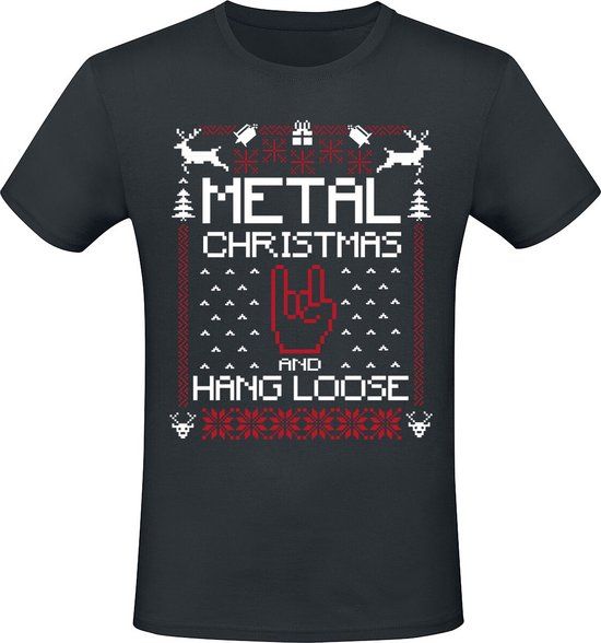 Sprüche Uitspraken Metal Christmas and Hang Loose Heren T-shirt - Zwart - 5XL