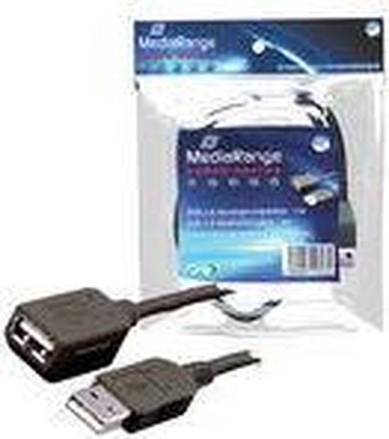 MediaRange USB 2.0 Verlengkabel, USB A-stekker/USB A-contrastekker, 3.0m, zwart
