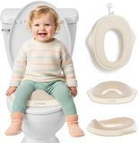 Sun Baby Kinder toiletverkleiner, antislip wc-bril verkleiner voor kinderen 2-6 jaar, ergonomisch, met ophanghaak - Wit-Beige